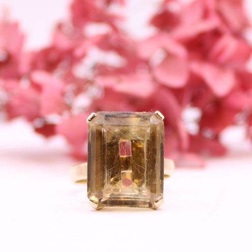Bague Bague cocktail Citrine rectangle sertie sur or jaune 58 Facettes