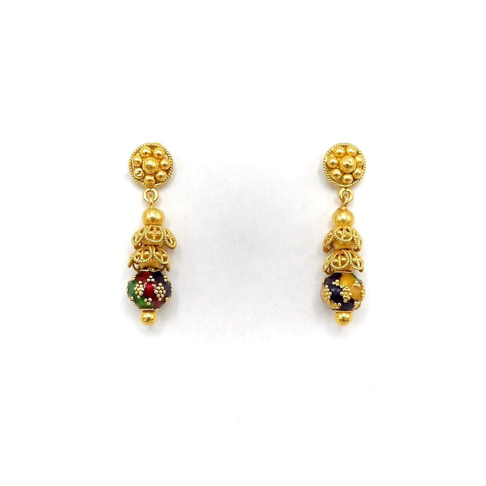 Boucles d'oreilles Boucles d'oreilles cannetille indienne dorées avec émail multicolore 58 Facettes