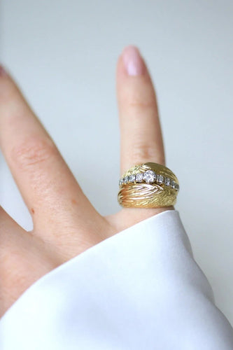 Bague Bague Boule Diamants sur Or jaune années 60 58 Facettes