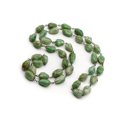 Collier Collier vintage en argent sterling brésilien avec aventurine enroulée 58 Facettes