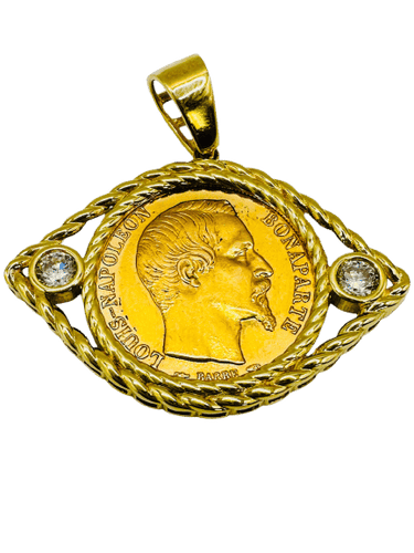 Pendentif Pendentif œil impérial avec Louis d’or 20 Francs Napoléon III 58 Facettes