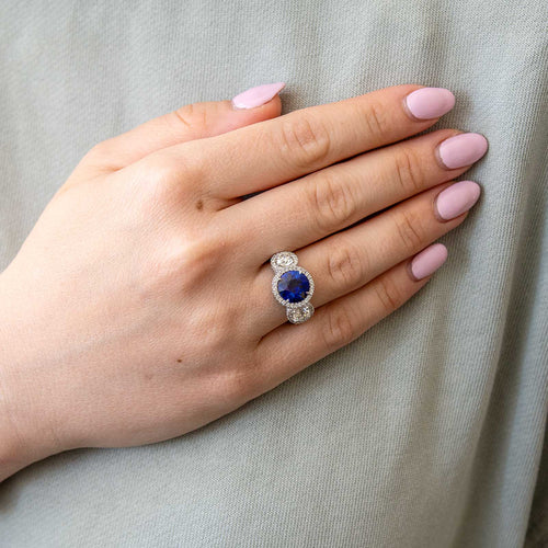 Bague 53 Bague en or blanc avec saphir 58 Facettes 22638