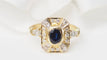 Bague 54 Bague vintage en or jaune, saphir et diamants ovale 58 Facettes 32962