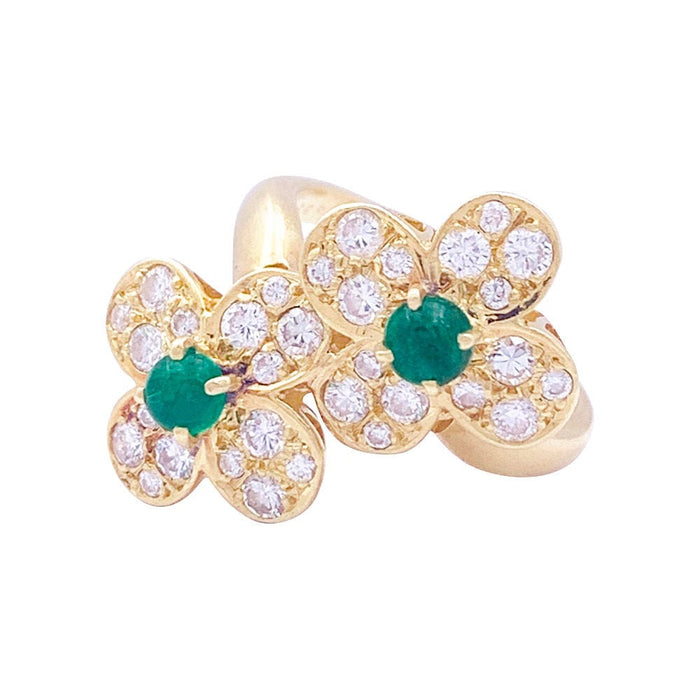 Bague 51 Bague Van Cleef & Arpels, "Fleurette", en or jaune, diamants et émeraudes. 58 Facettes 33747