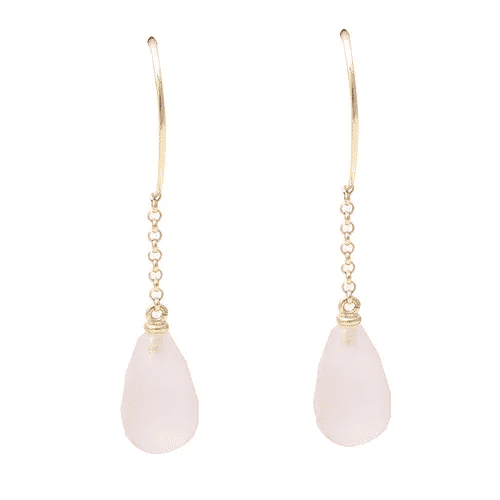 Boucles d'oreilles Boucles d’Oreilles Gouttes Quartz Rose 58 Facettes BO77