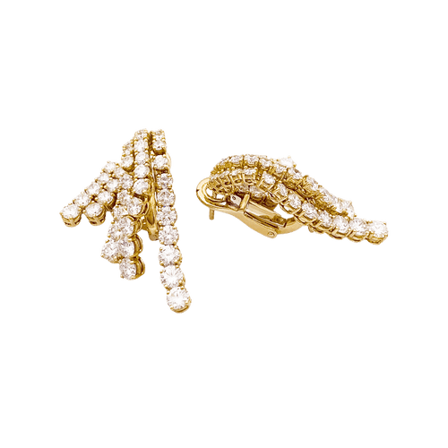 Boucles d'oreilles Boucle d'oreilles "Cascade", or jaune, diamants. 58 Facettes 34338