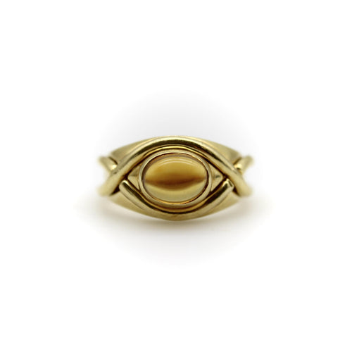 Bague 50 Bague vintage Tiffany & Co. en or 18 carats avec cabochon de citrine croisée 58 Facettes A2001V