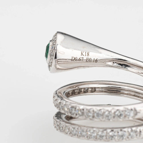 Bague 50 Bague spirale diamant émeraude bande enroulée en or blanc enroulée 58 Facettes G13464