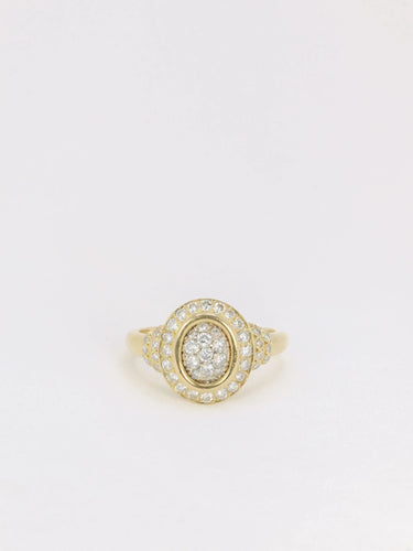 Bague 56 Bague vintage ovale en or pavée de diamants 58 Facettes J123
