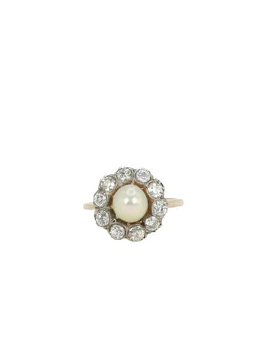 Bague 55.5 Bague marguerite diamants, perle fine 58 Facettes 685