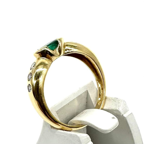Bague jonc or jaune, émeraude et diamants 58 Facettes Z1351130