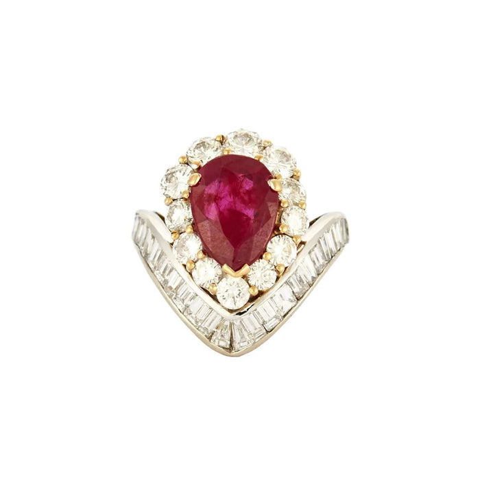 Bague 52 Bague pompadour rubis et diamants 58 Facettes BO/230062/