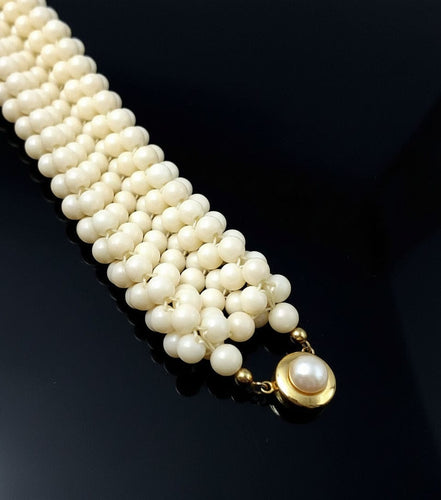 Bracelet Bracciale di Perle di Corallo Bianco 58 Facettes