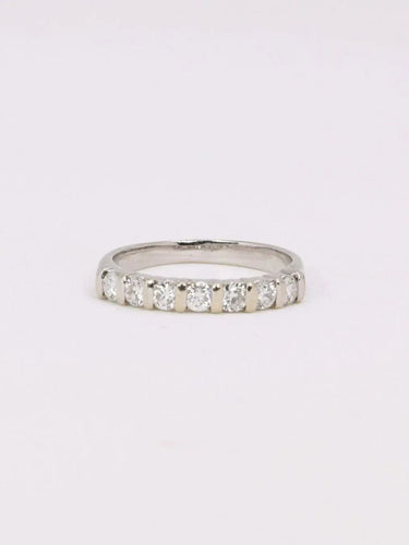 Bague 51 Alliance or blanc diamants 0,5 ct 58 Facettes J363