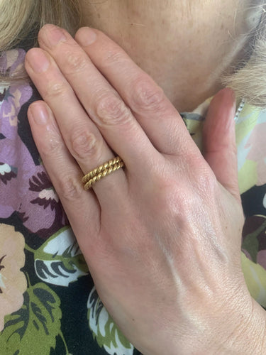 Bague 50 Paire d'Alliances Torsadées Or Jaune 58 Facettes B371