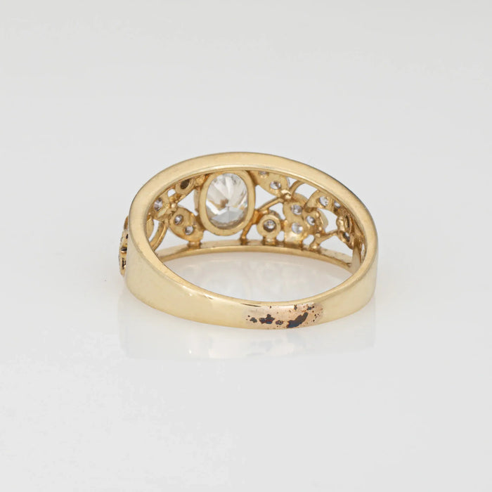 Bague vigne diamant vintage en or jaune