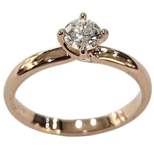 Bague 51 Bague solitaire avec diamant certifié HRD de 0,30 ct en or rose 58 Facettes E30