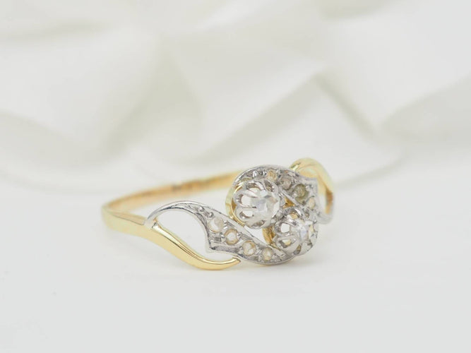 Bague 59 Bague Toi & Moi en or bicolore et diamants 58 Facettes 33092