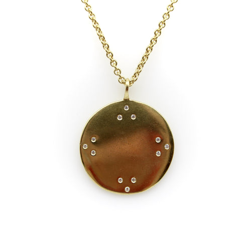 Collier Pendentif miroir tibétain en or avec diamant et chaîne par Me & Ro 58 Facettes A20043