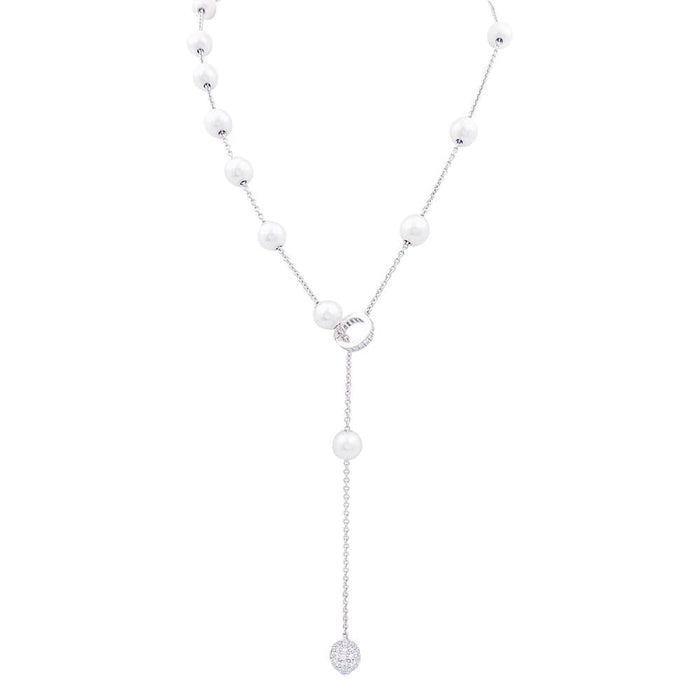 Collier Collier Mikimoto or blanc, perles blanches, diamants. 58 Facettes 33705