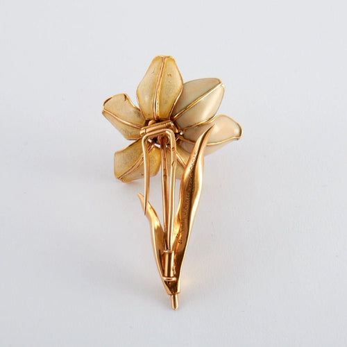 Broche Broche Fleur Email Rubis 58 Facettes