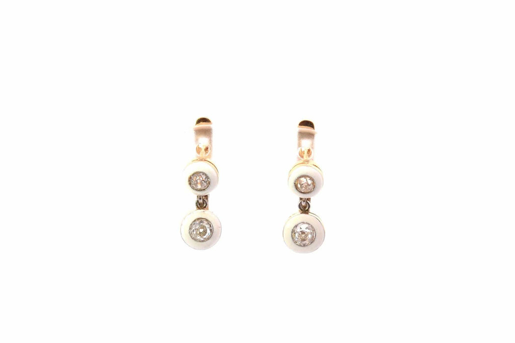 Boucles d'oreilles Boucles d'oreilles diamants en or et émail 58 Facettes