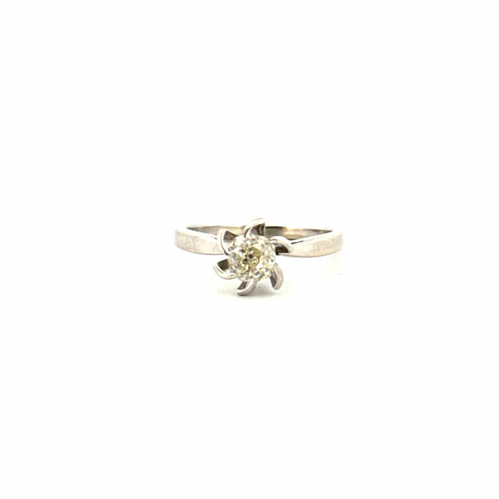 Bague 52 Solitaire Soleil or blanc platine diamant 58 Facettes 78-GSJE112-01