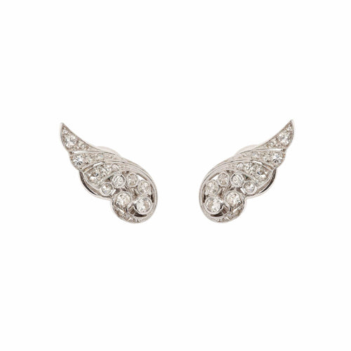 Boucles d'oreilles Boucles d'Oreilles Ailées Diamants Or Gris 58 Facettes BO233