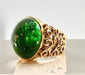 Ring 57 Yellow gold ring adorned with green tourmaline cabochon 58 Facettes AB314