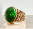 Bague 57 Bague en or jaune ornée tourmaline verte cabochon 58 Facettes AB314