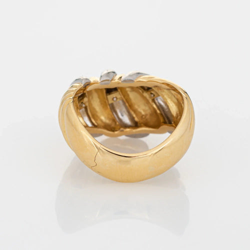 Bague Bague vintage en forme de dôme cannelé, platine, or jaune 18 carats, deux tons, taille 7 58 Facettes G4292