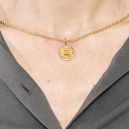 AUGIS - Médaille d'Amour - or rose et gris, rubis de synthèse et diamants