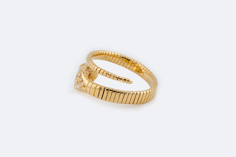 Bague 63 Bague spirale serpent en or jaune avec émeraudes et diamants 58 Facettes ANL779