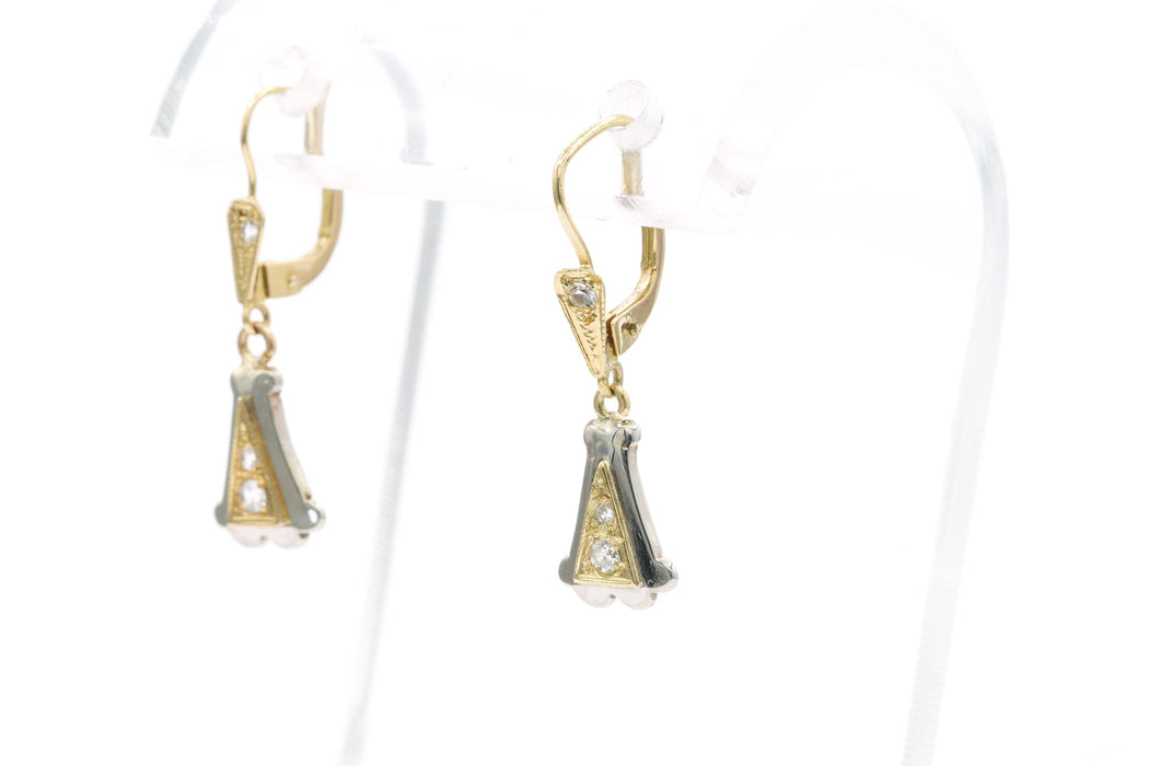 Boucles d'oreilles Boucles d'oreilles Art Déco en or jaune et blanc serties de diamants 58 Facettes B427