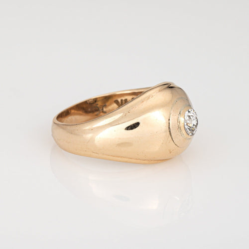 Bague 53 Chevalière vintage en or jaune avec diamants, 1944 58 Facettes G14012