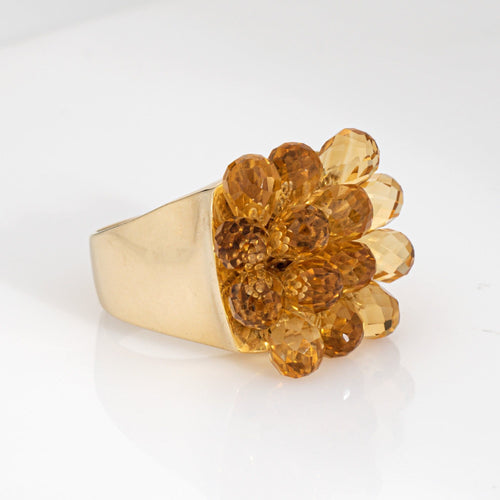 Bague 54 Bague articulée en citrine briolette, or 14 carats, bijou cocktail en forme de fleur 58 Facettes G13887