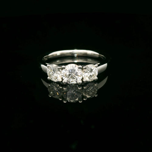 Bague White gold diamond Trilogy ring 58 Facettes