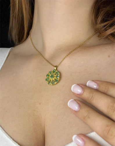 Ciondolo Smeraldi e Diamanti 58 Facettes