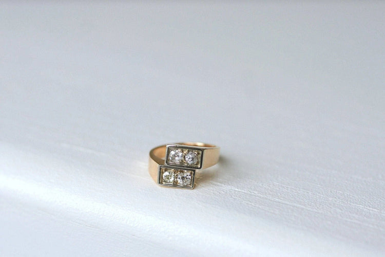 Bague 53 Bague Toi et Moi or rose, platine, diamants 58 Facettes