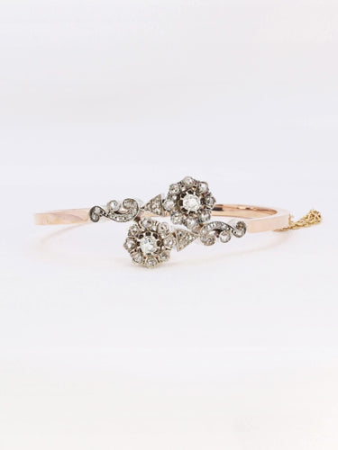 Bracelet Bracelet jonc Napoléon III or rose diamants taille rose 58 Facettes 1090.1