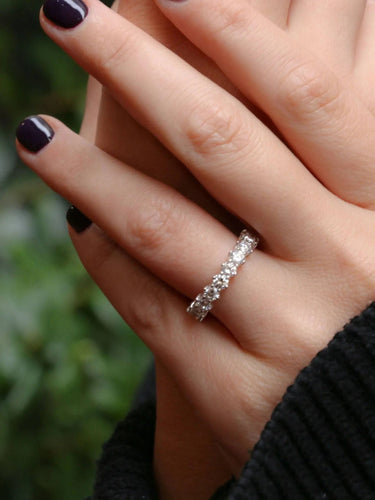 Bague 58 Alliance américaine en or blanc et diamants 4 ct 58 Facettes J47