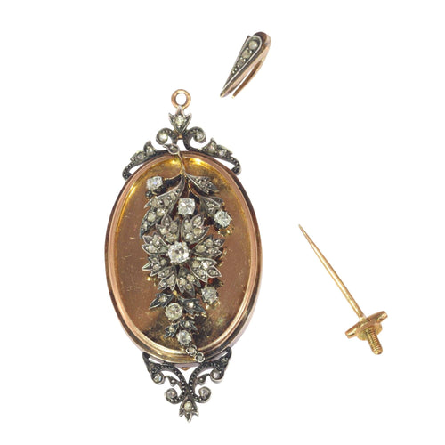 Pendentif Polyvalence victorienne : une broche-pendentif en diamant de 1850 58 Facettes 22112-0187