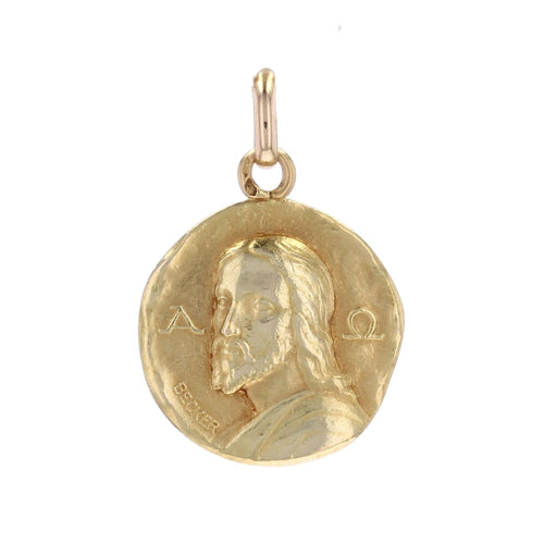 Pendentif Médaille de baptême or jaune Christ Catacombes signée Becker 58 Facettes CVP191