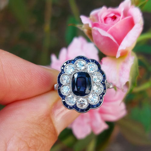 Bague ART Déco saphir “Cérulea”