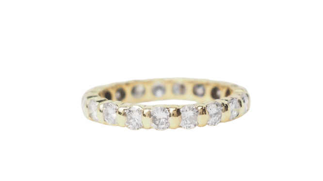 Bague 48 Alliance américaine en or jaune et diamants 1.33ct 58 Facettes 30725