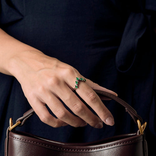 Bague 49,5 Bague aigrette en or blanc, émeraudes et diamants 58 Facettes ALB1856X3