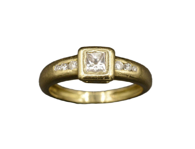 Bague 46 Solitaire Princesse or jaune 58 Facettes A9698