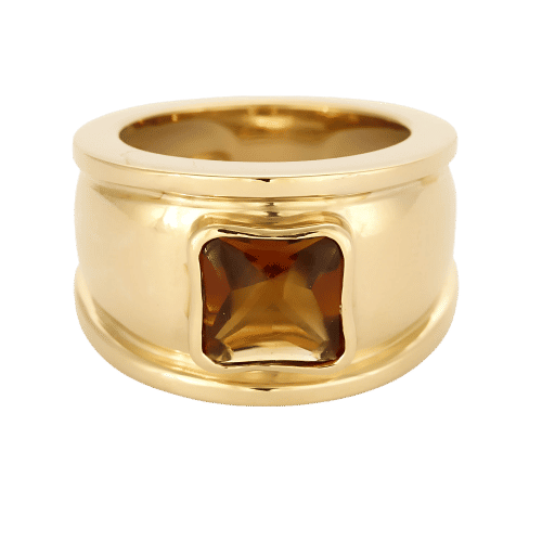 Bague 52 Bague bandeau en or jaune et citrine 58 Facettes VAN0701