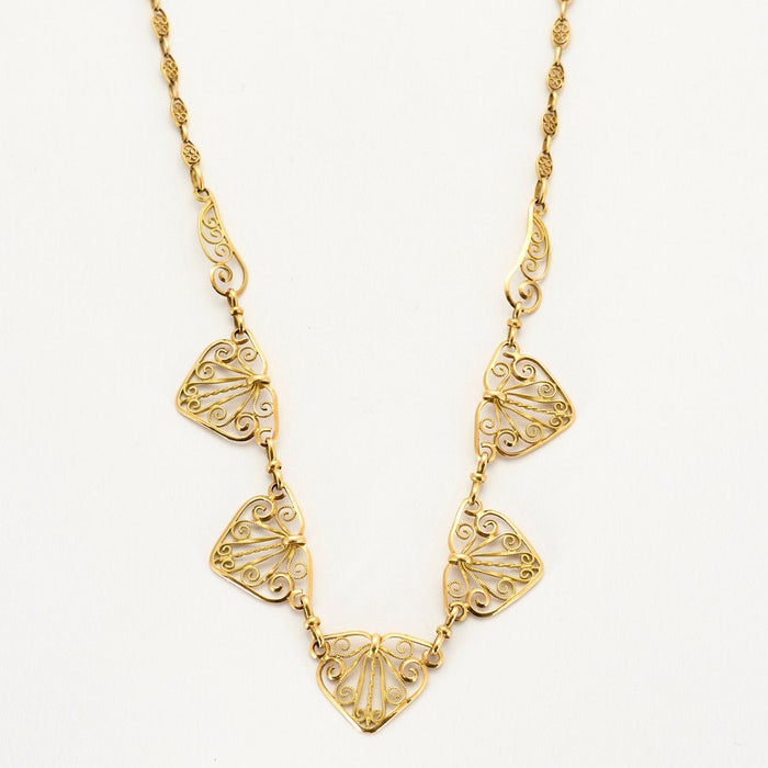 Collier or jaune filigrane