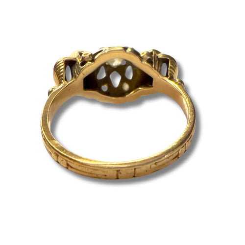 Bague 52 BAGUE ART DÉCO PÉRIODE 1925-1930 en OR 18 KT et PLATINE avec DIAMANTS 58 Facettes Q990A